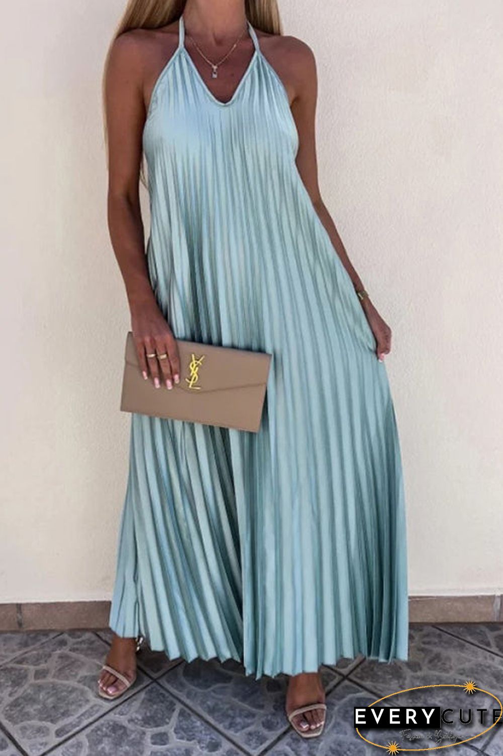 Breeze Slip Pleated Maxi Dress