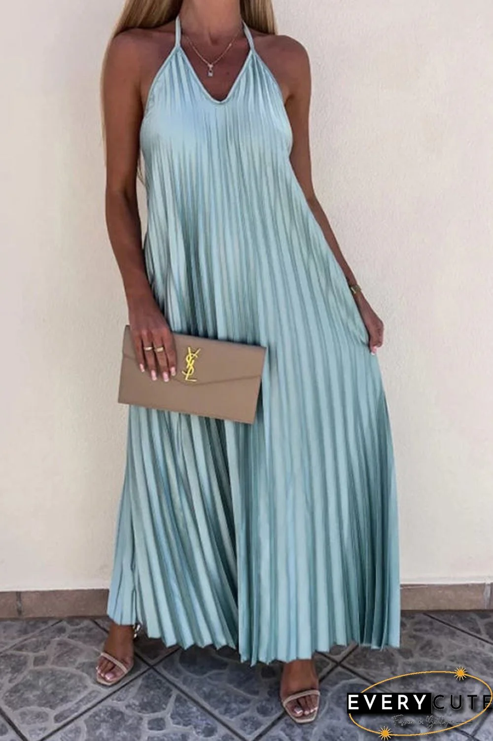 Breeze Slip Pleated Maxi Dress