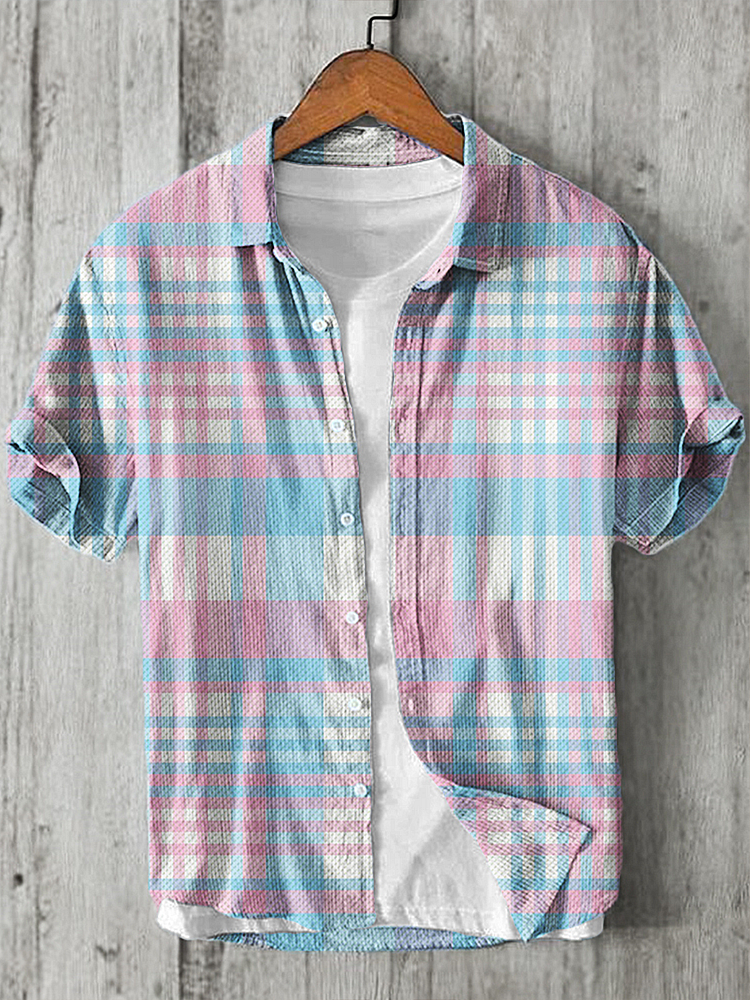 Transgender-Karierte Herren-Print-Shirts