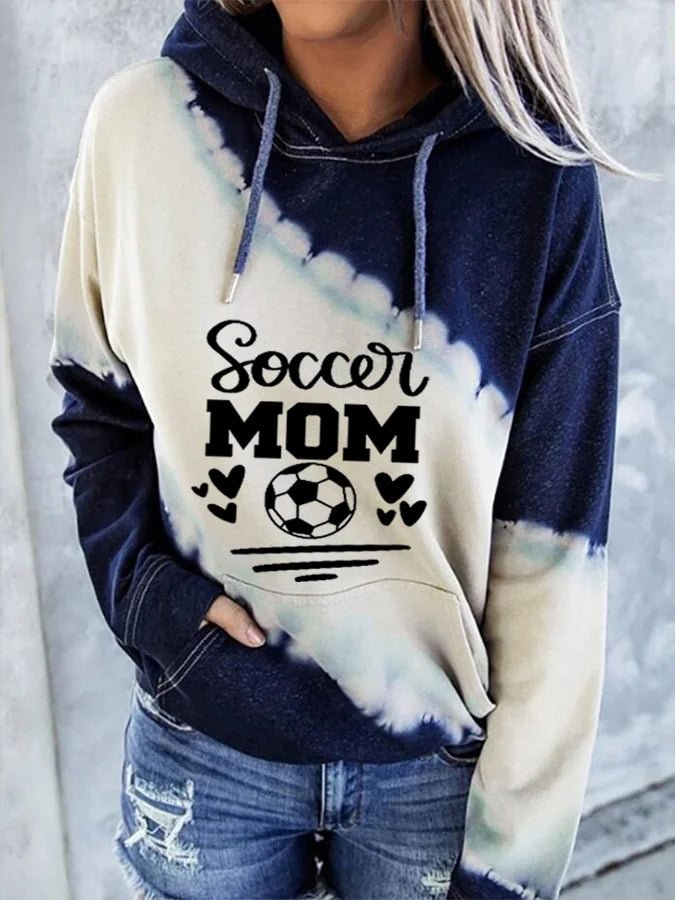 Women's Soccer Mom Tie-dye Print Casual Hoodie socialshop