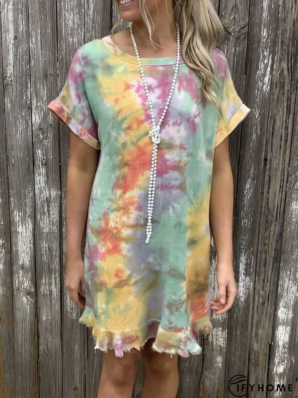 Casual Shift Short Sleeve Weaving Dress | IFYHOME