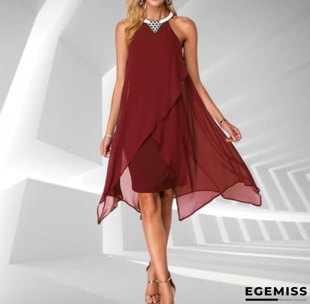 Fashion Solid Color Mesh Sleeveless Irregular Loose Dress | EGEMISS
