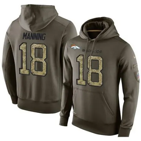 NFL Men's  Denver Broncos #18 Peyton Manning Stitched Green Olive Salute To Service KO Performance Hoodie
