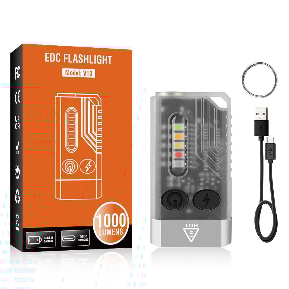 🔥 Small Powerful EDC Flashlight with Red UV Blue Light -Super Bright 1000LM 