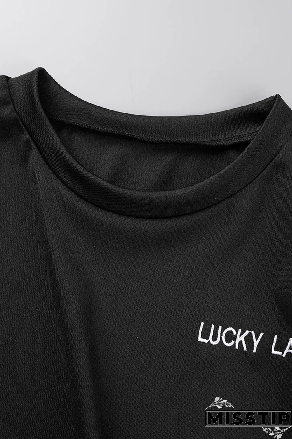 Black Casual Print Patchwork Letter O Neck Long Sleeve Two Pieces