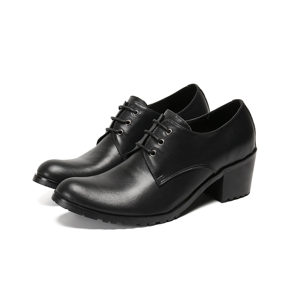Large Size 37-47 High Heel Men Oxford Shoes Black Formal Derby Shoes Leather Dress Shoes Male