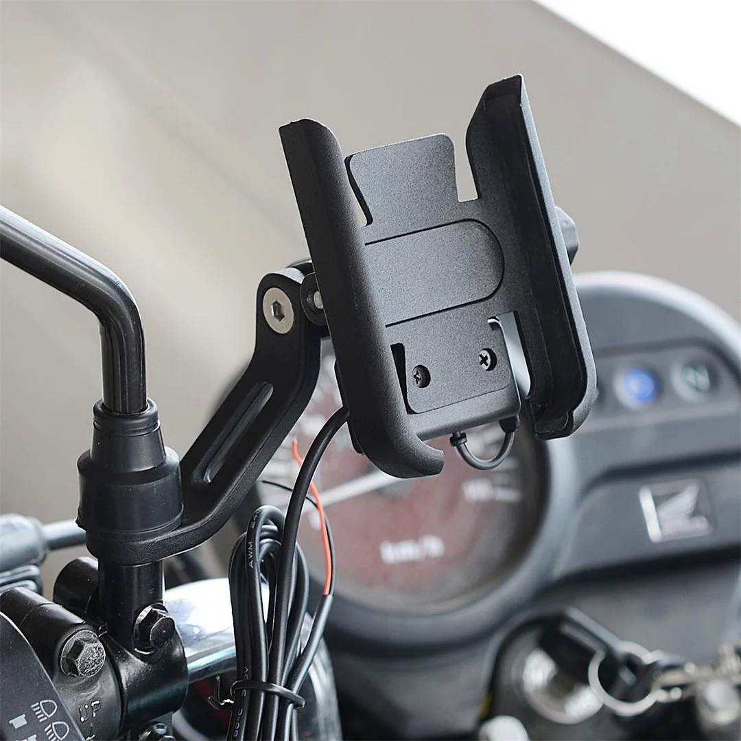CS-856D1 Motorcycle Rotatable Chargeable Aluminum Alloy Mobile Phone Holder, Mirror Holder Version