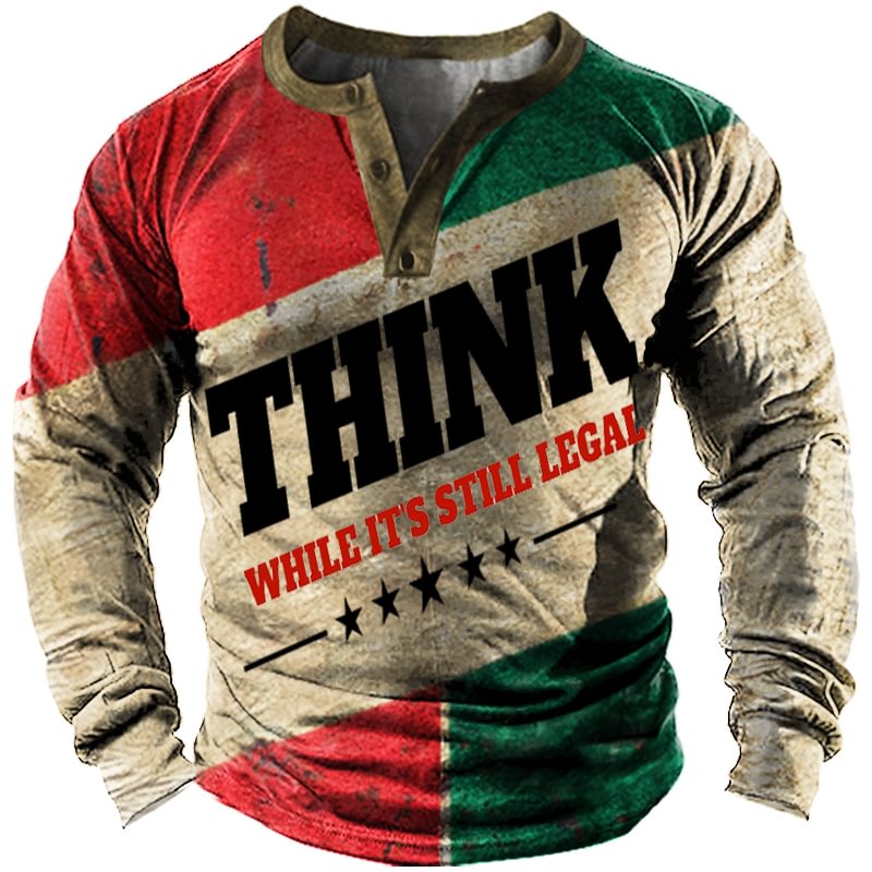 Think While It's Still Legal Men's Vintage Henley Shirt-Compassnice®