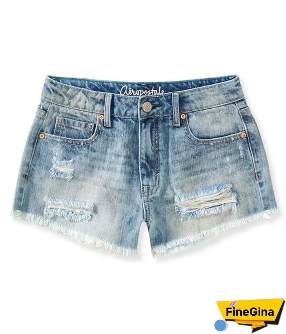 Aeropostale Womens High Rise Casual Denim Shorts