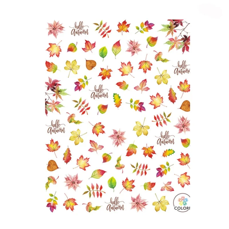 1 Sheet Flower Leaf Tree Green 3D Bronzing Nail Art Stickers Black White Sliders Summer DIY Decals for Nail Art Decoration