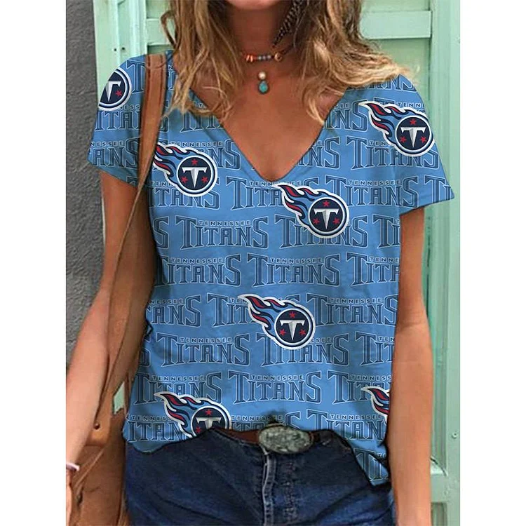 Tennessee Titans Lightweight Short Sleeve V-Neck T-Shirt