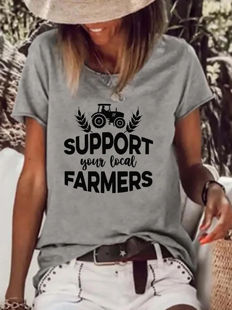 Support Your Local Farm Retro Raw Hem Tee