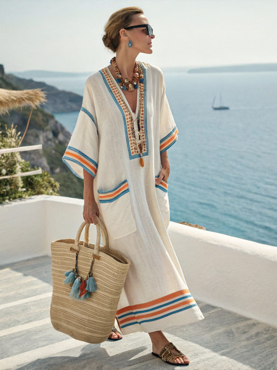Women's Linen Solid Color Loose Dress