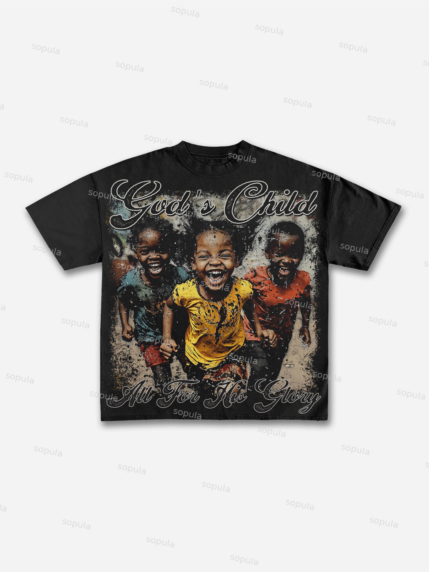 Vintage‘god's Child, All For His Glory’graphic Cotton T-shirt