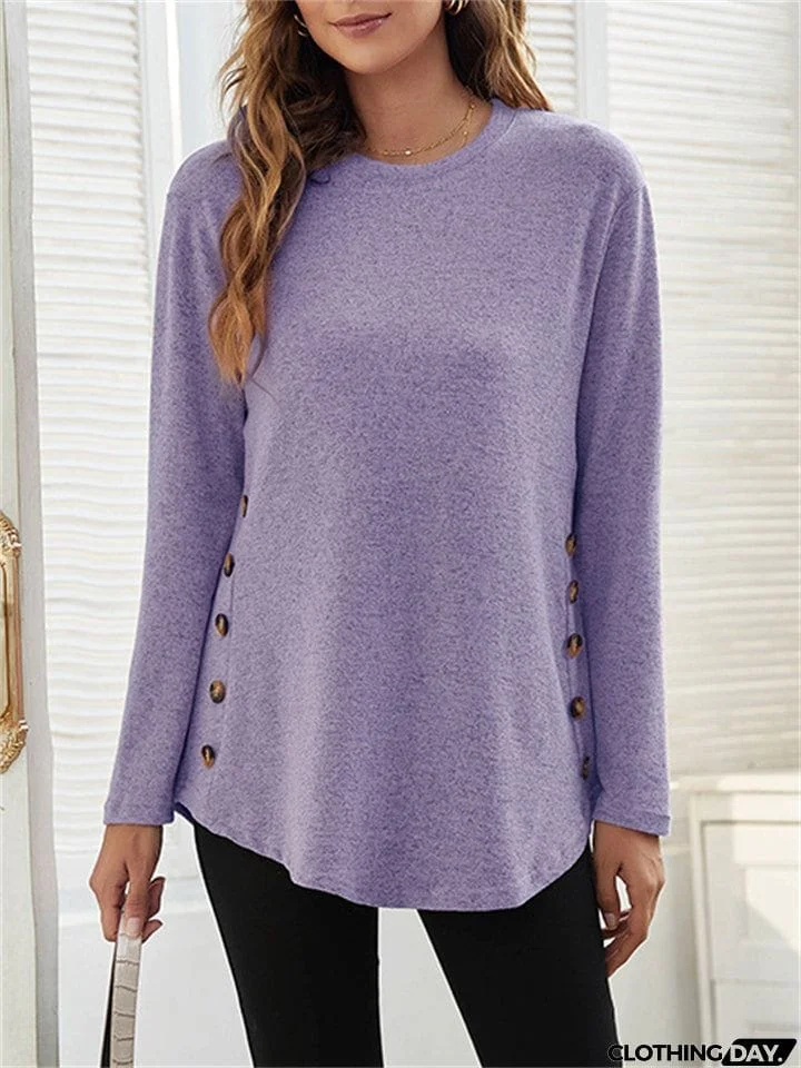 Women's Simple Casual Round Neck Long Sleeve T-shirts