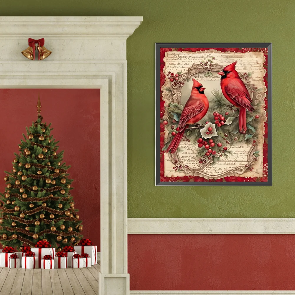 Diamond Painting - Full Square Drill - Xmas Cardinal(Canvas|40*50cm)