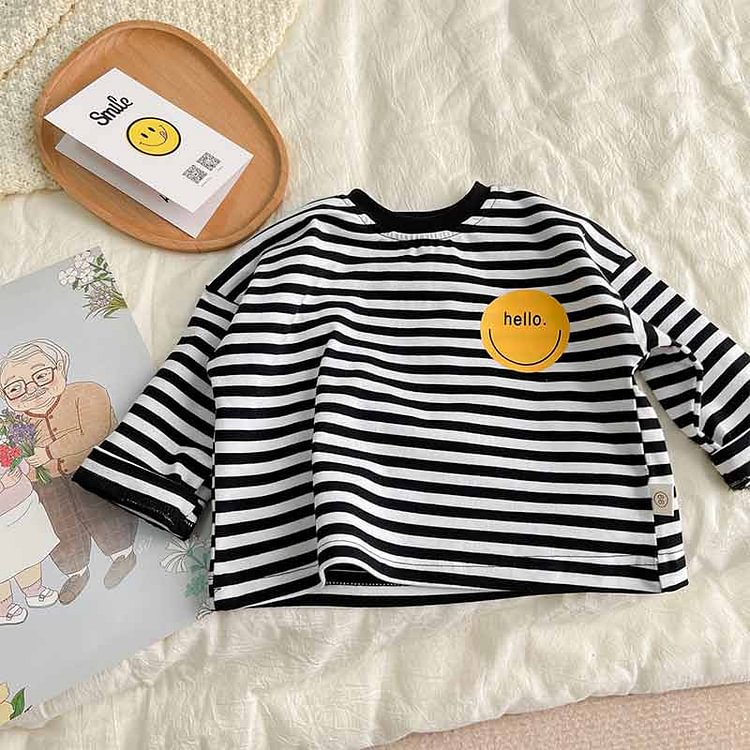HELLO Baby Smile Striped Casual Shirt