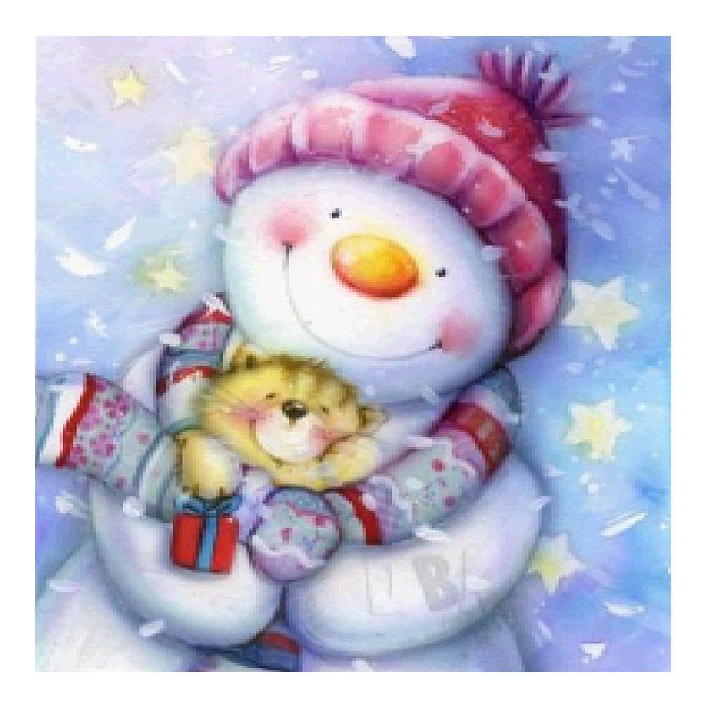 

30*30CM-Snowman Embroider-Round Drill Diamond Painting, 501 Original
