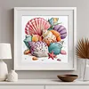 Seashell Posy Glass Bead Partial 11CT DIY Stamped Cross Stitch Kits for Beginners Adults Home Decor Cross Stitch Art and Crafts Kits 14.04x14.04in tapestrymarket