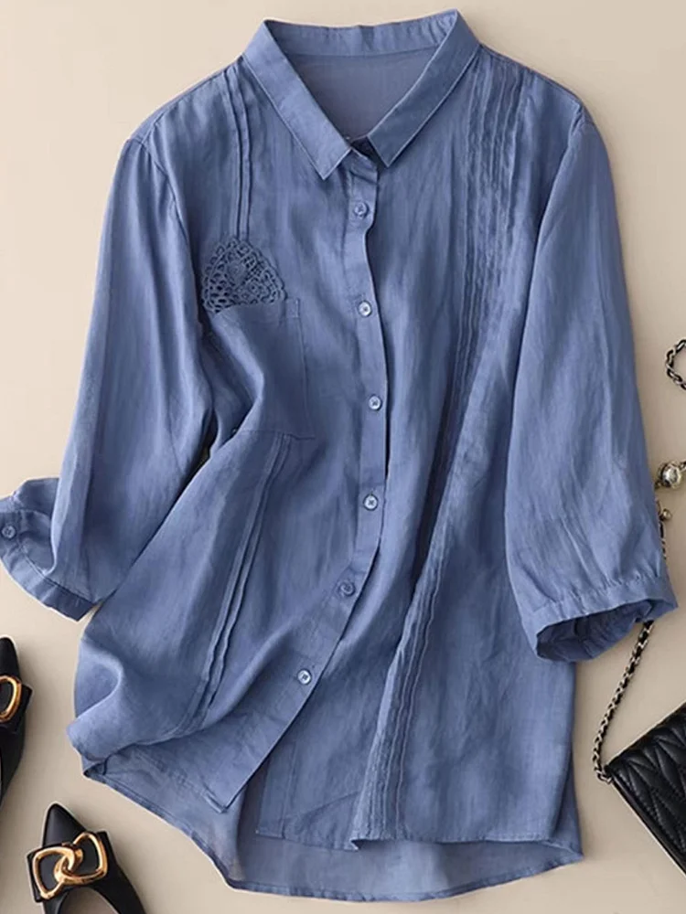 Casual Loose Solid Color Long-Sleeved Blouse socialshop