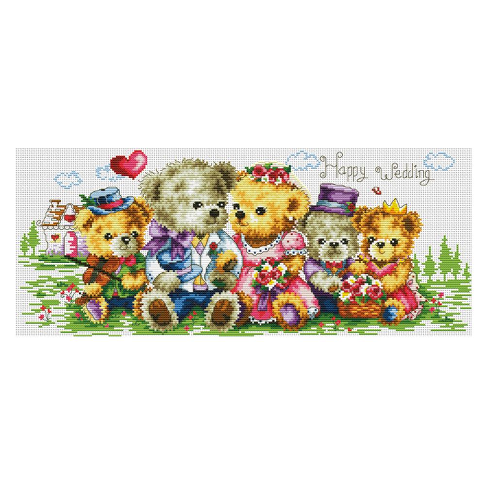 

Happy Family - 11CT Stamped Cross Stitch - 67*33cm (Big Size), 501 Original