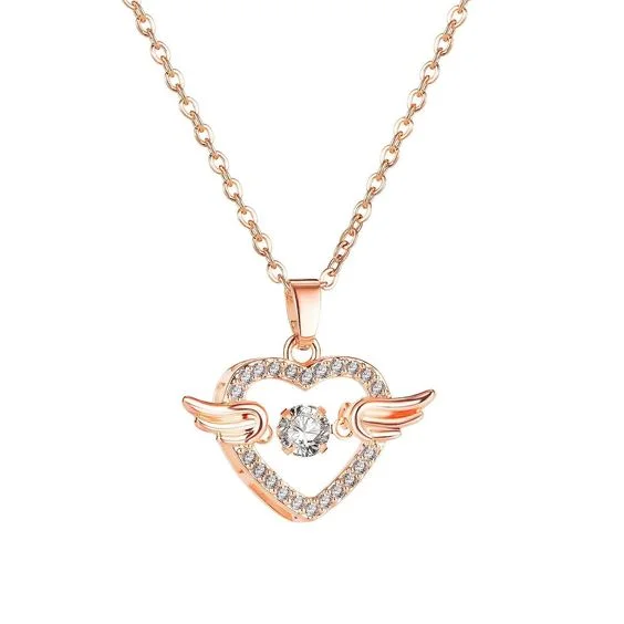 Angel Wings Heart Pendant Necklace