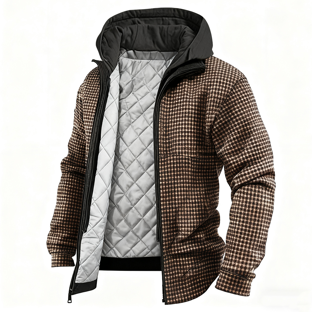Men's Retro Autumn/Winter Plaid Fleece-Lined Warm Casual Jacket-inspireuse
