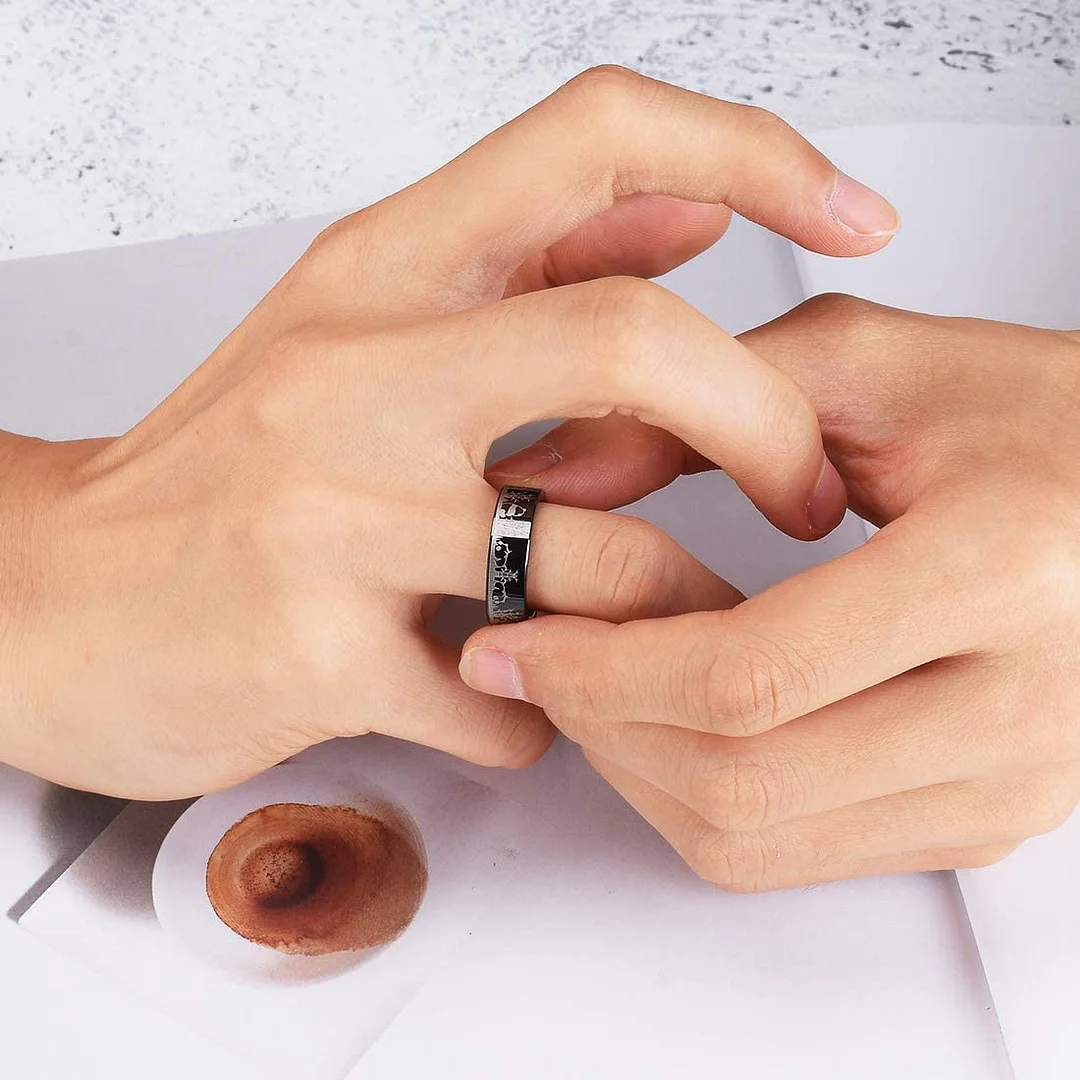 4MM 6MM 8MM Women Mens Black Tungsten Carbide Rings Carbon Fiber Laser Panda Pattern High Polished