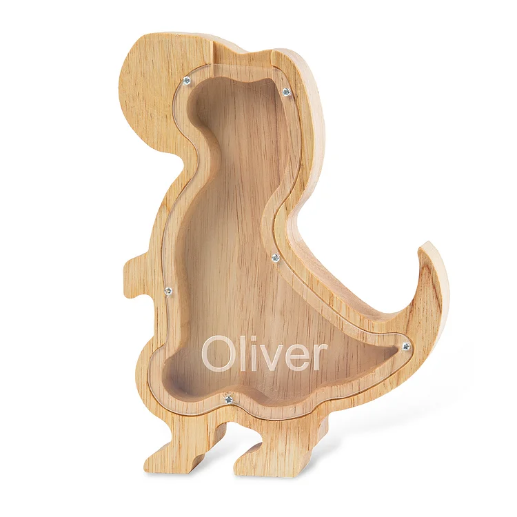 Personalized Tyrannosaurus Wooden Piggy Bank Custom Name Gifts for Kids