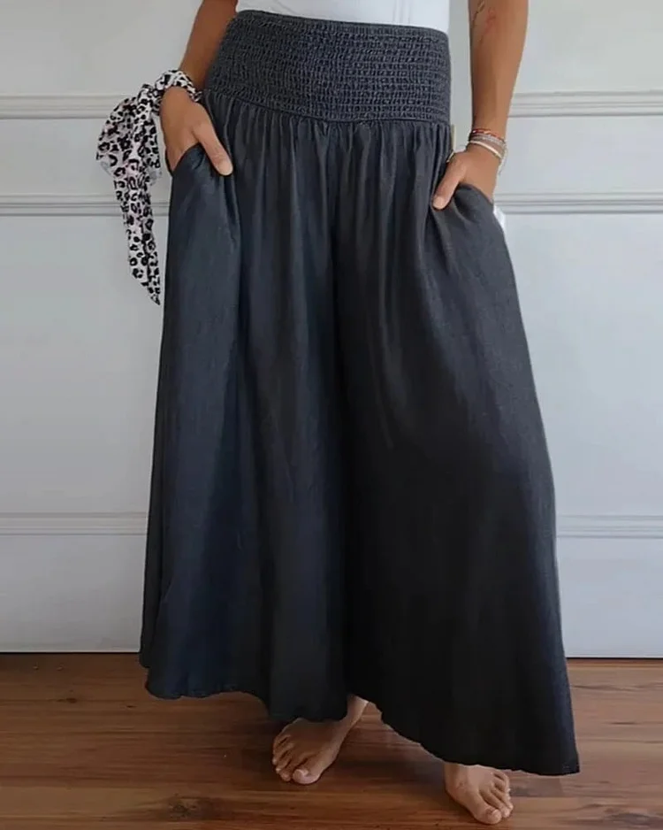 Wide Skirt with Elastic Waistband