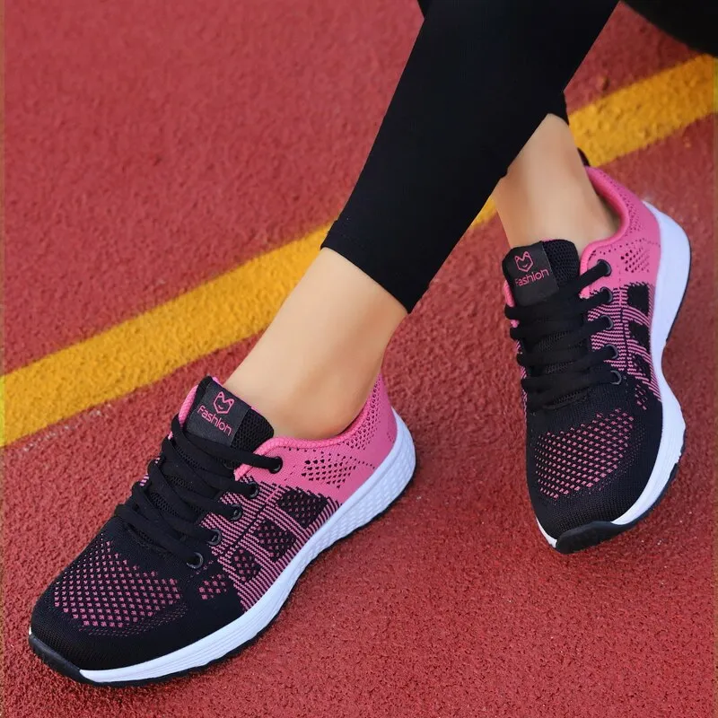 VIP New Women Shoes Flats Fashion Casual Ladies Shoes Woman Lace-Up Mesh Breathable Female Sneakers Zapatillas Mujer