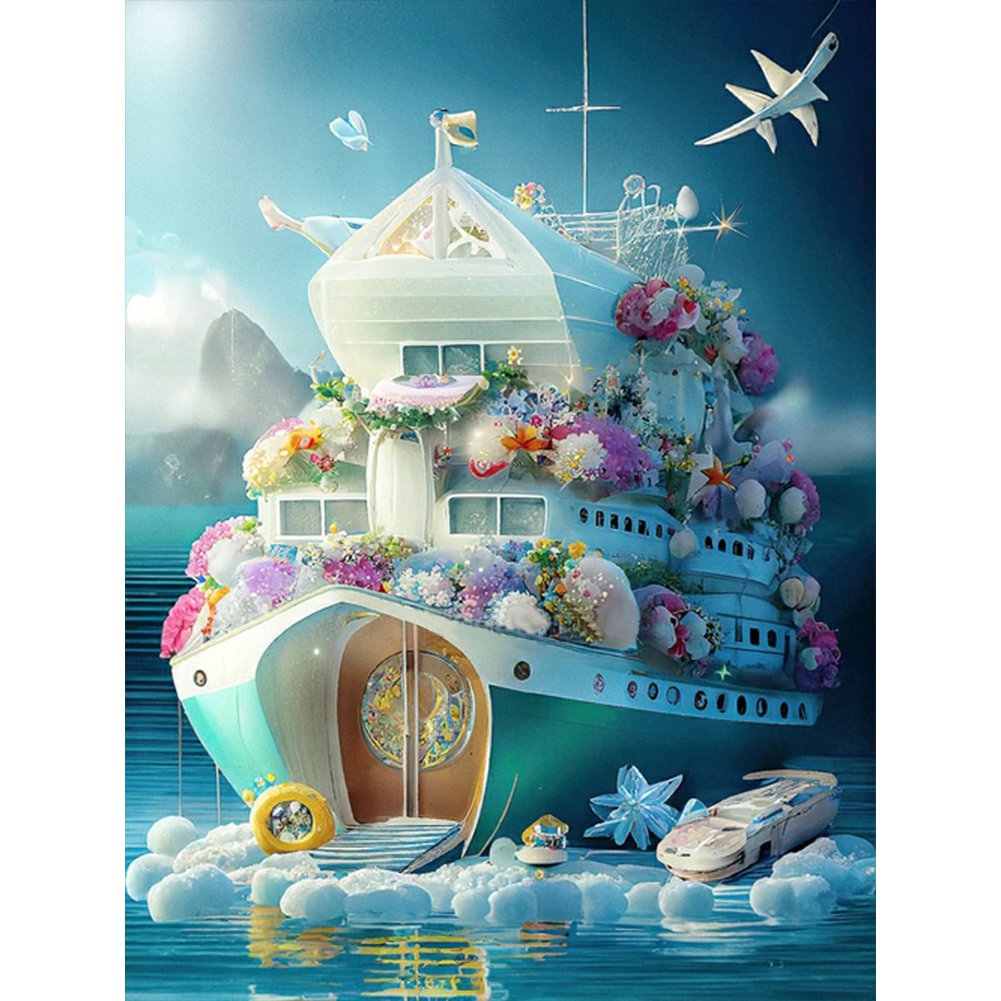 Flower Ship - Full Round - Diamond Painting (30*40cm)