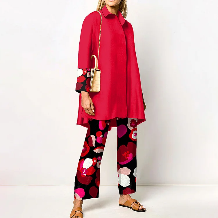 Floral Patchwork Print Two-Piece Set