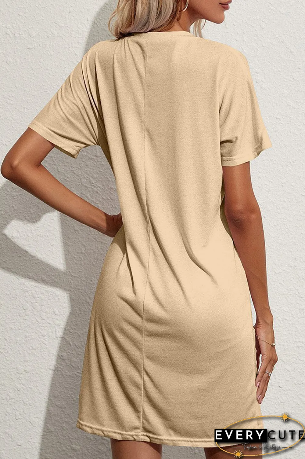 Fashion Solid Patchwork O Neck Straight Dresses(3 colors)