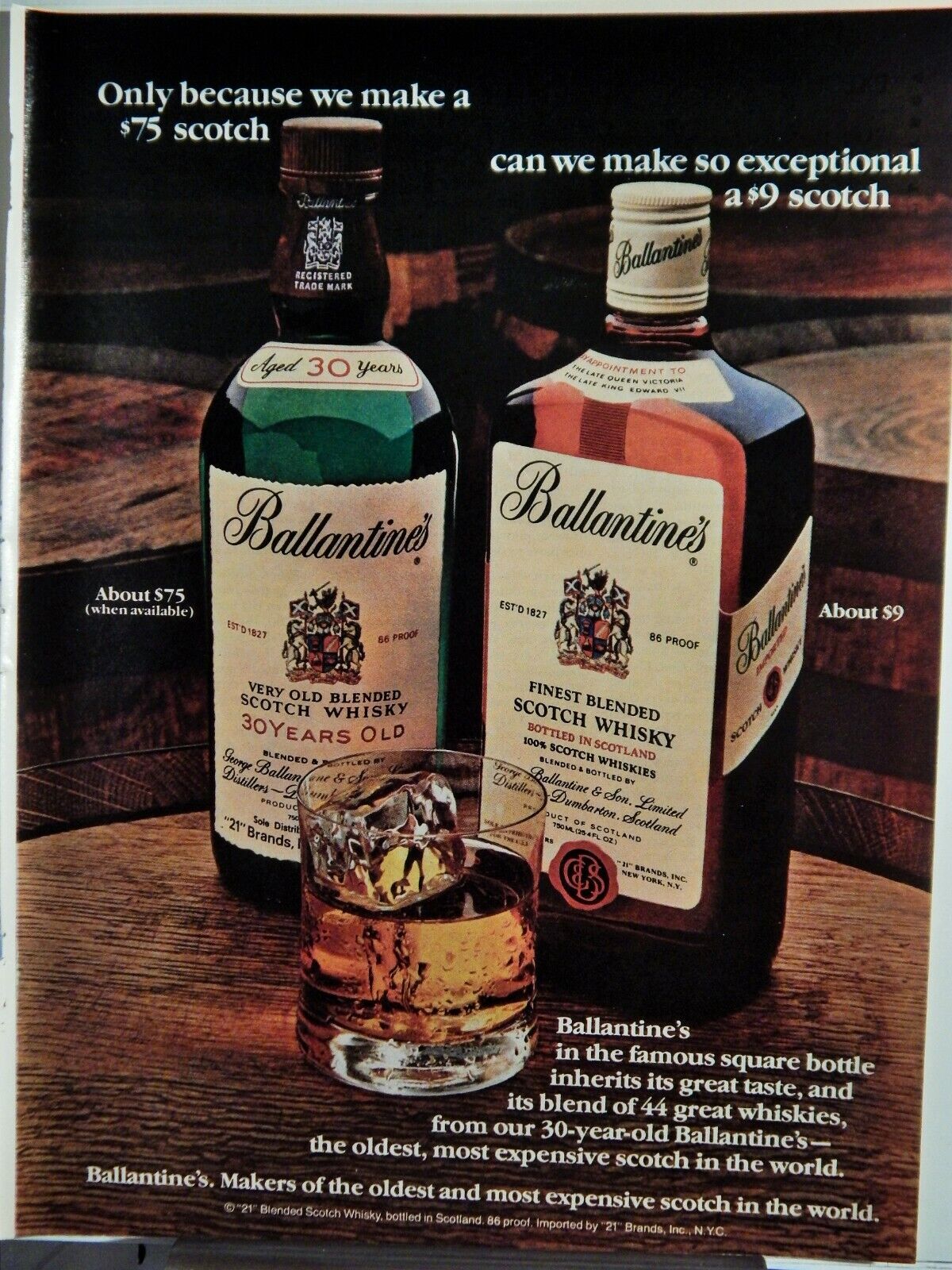 BALLANTINE'S VERY OLD BLENDED SCOTCH WHISKY ORIGINAL VTG 1979 Photo Poster painting AD,