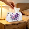 Purple Heart Rose Butterfly DIY PULeather Diamond Painting Tissue Box for Adults Beginners Large Size Diamond Art Paper Storage Holder for Living Room Bedroom Bathroom Table Decor