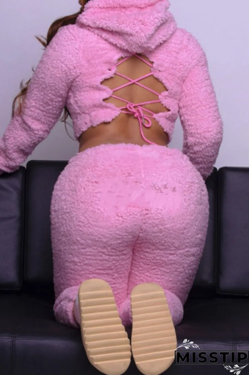 Grey Sexy Casual Solid Backless Hooded Collar Long Sleeve Two Pieces