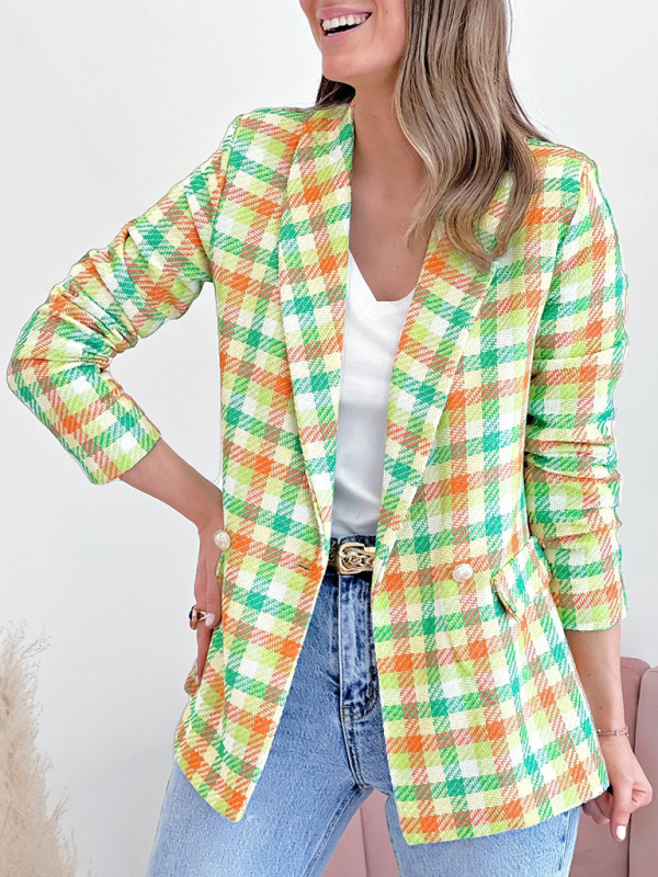 Mature Women New Long Sleeve Pocket Printed Elegant Blazer