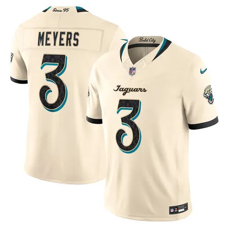 Men's Jacksonville Jaguars #3 Jakobi Meyers Cream 2026 Rivalries Collection Vapor F.U.S.E. Limited Jersey