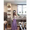 测试Purple ruffled high-waisted skirt for women, summer loose slimming skirt, gentle and elegant style outfit