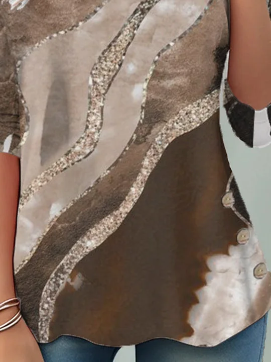 Women Half Sleeve V-neck Solid Color Dress