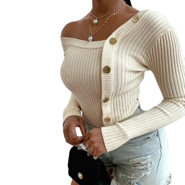Casual Slim Femme Ladies Solid Sweater