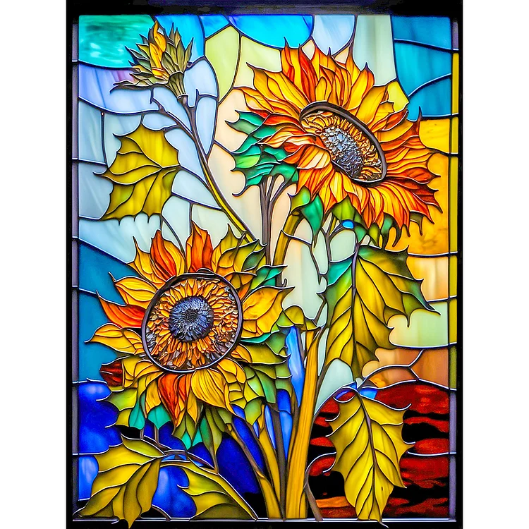 Stained Glass Sunflower - Full Round - Diamond Painting (30*40cm)