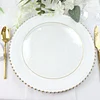 10 Pack | Clear Hammered 9" Round Plastic Dinner Plates With Gold Rim, Disposable Party Plates