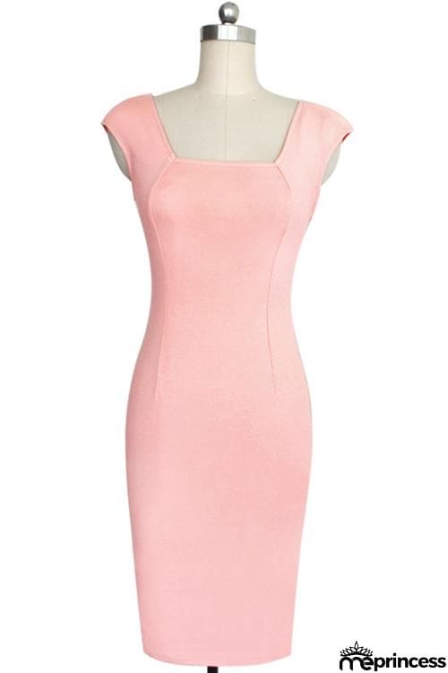 Square Neck Sleeveless Bodycon Dress
