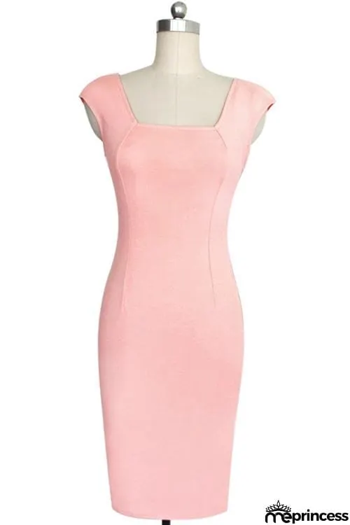 Square Neck Sleeveless Bodycon Dress