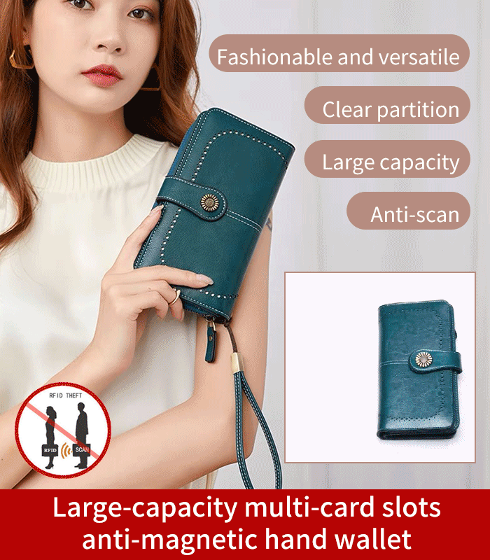 Large-capacity multi-card slots anti-magnetic hand wallet