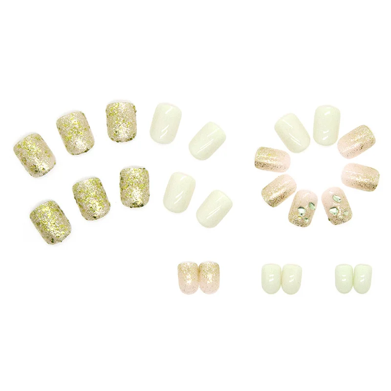Churchf Churchf A Summer Fresh Milk Green Flash Honeydew Melon Series Of Piece Green Diamond Nail Products Fake Nails