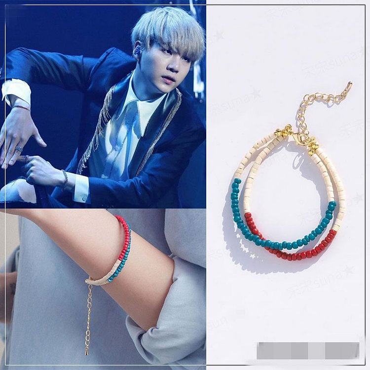 방탄소년단 SUGA Colorful Wooden Bead Bracelet