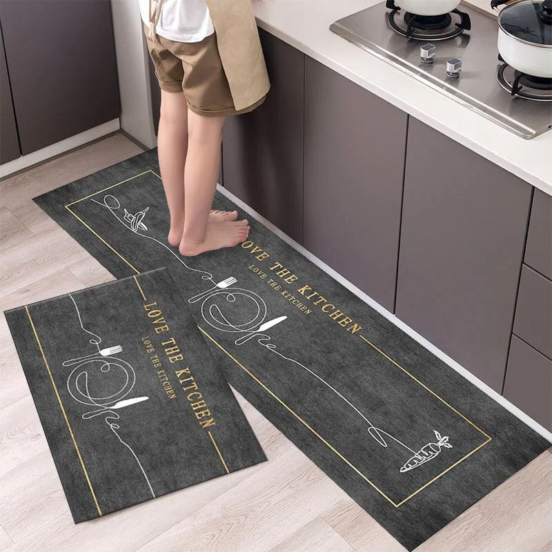 2021 New Hot Sale Kitchen Mat Living Room Anti-slip Antifouling Rugs Tableware Pattern Entrance Doormat Bathroom Door Floor Mats